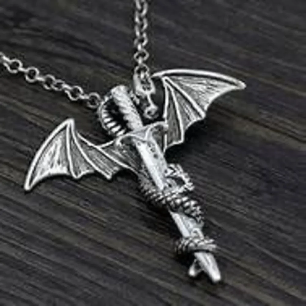 Flying Dragon Sword Stainless Steel Pendant Necklace